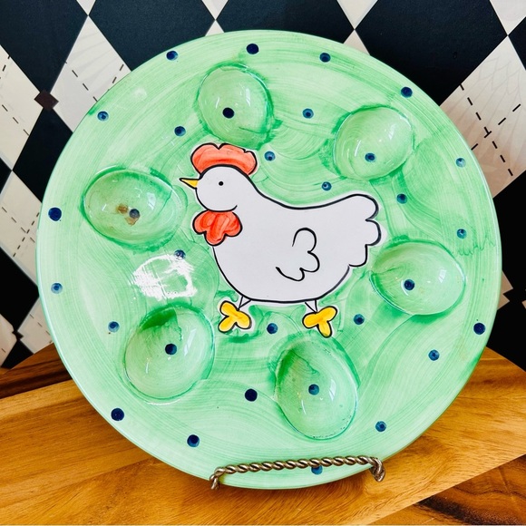 Vintage Other - Barrarte Pottery Egg Tray, Half-Dozen Deviled Egg Platter